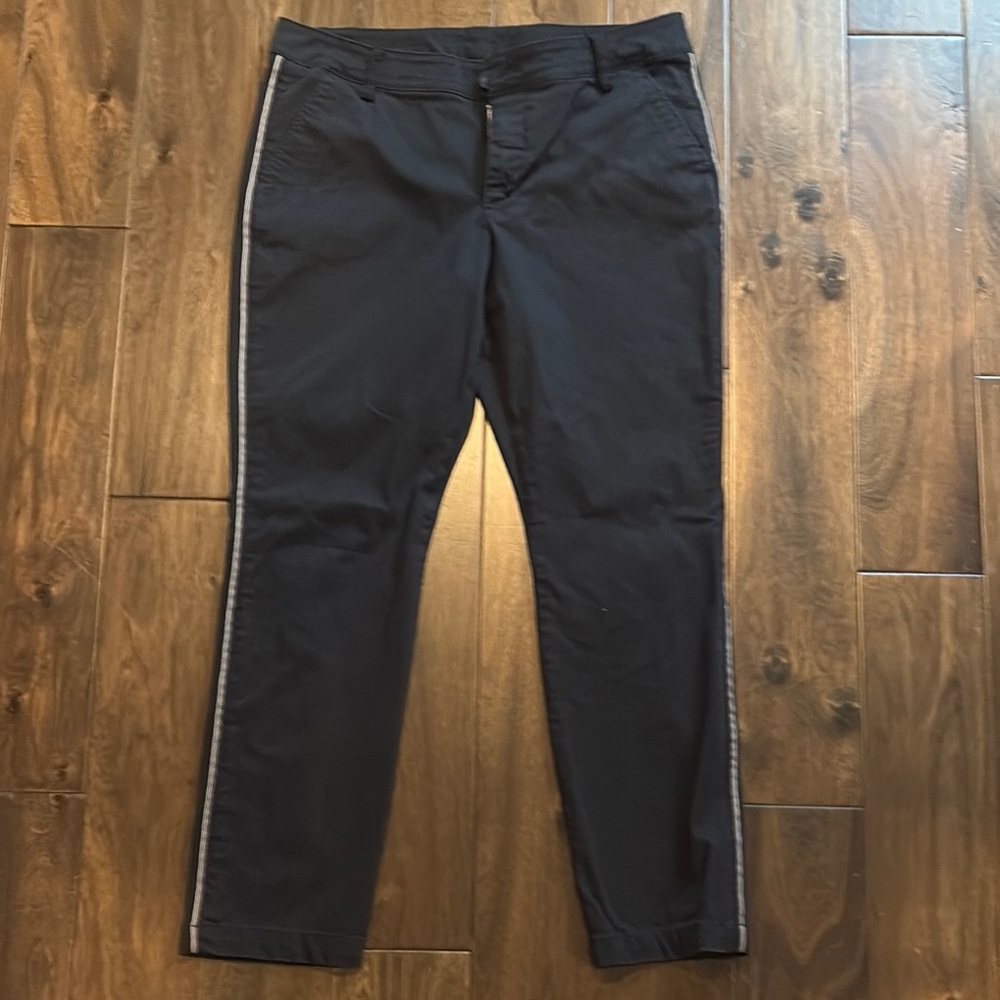 CAbi Black Chinos with Flat Front Design - colored piping down each side